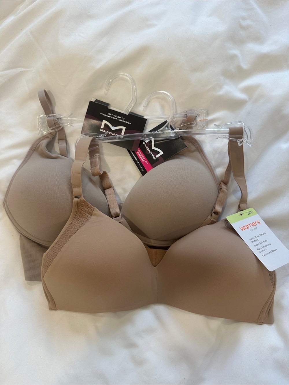 Size 34B NWT MaidenForm Smooth Nude T-Shirt Bras - Neutral Taupe Set